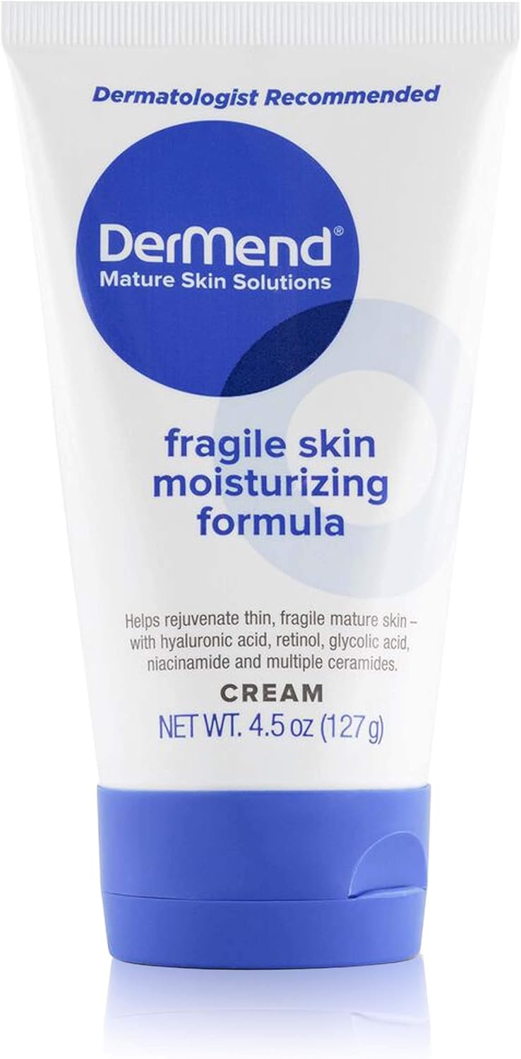 Dermend Specialized Fragile Skin Moisturizing Cream: Formula to Restore & Rejuvenate Mature Skin - Daily Moisturizer & Anti Wrinkle Cream for Firming & Strengthening Thin, Aging Skin - 4.5 Oz Tube