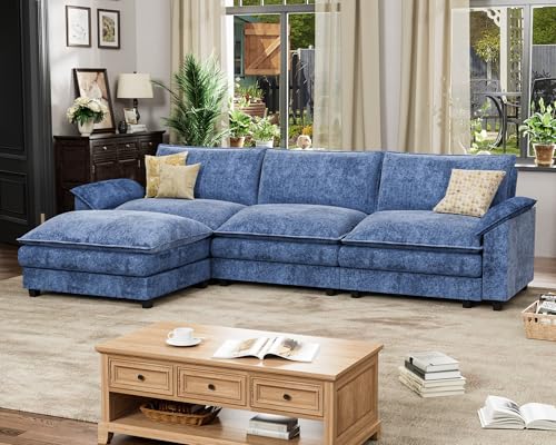 Homall 119" Modular Sectional Sofa with Reversible Ottoman, Light Grey V97154