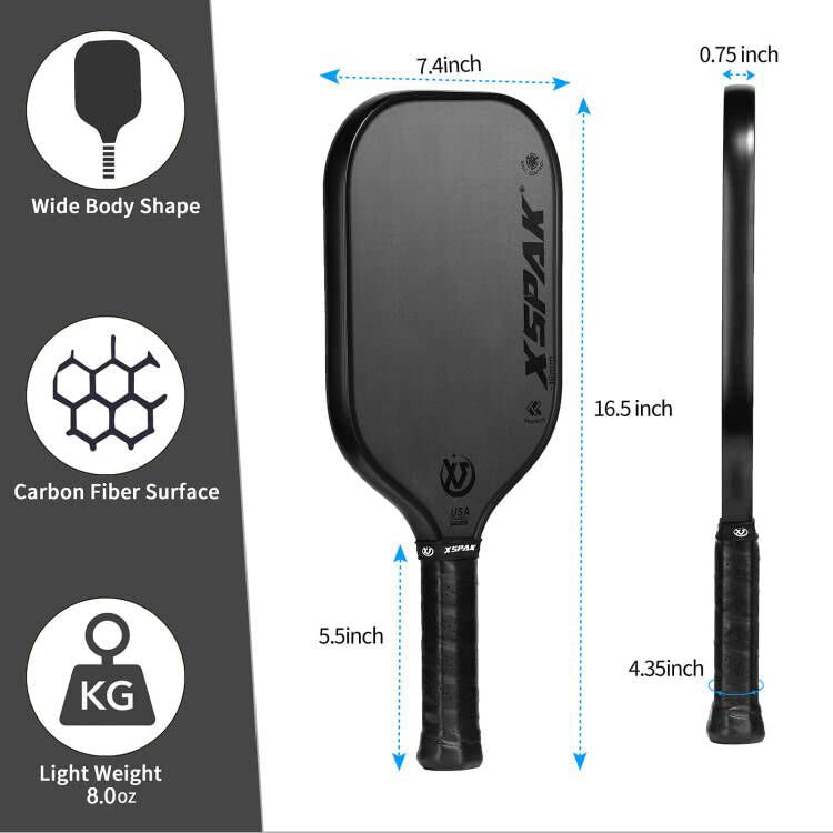 XS XSPAK Carbon Fiber Pickleball Paddle Tournament Edition USAPA Honeycomb with Cushion Grip M979