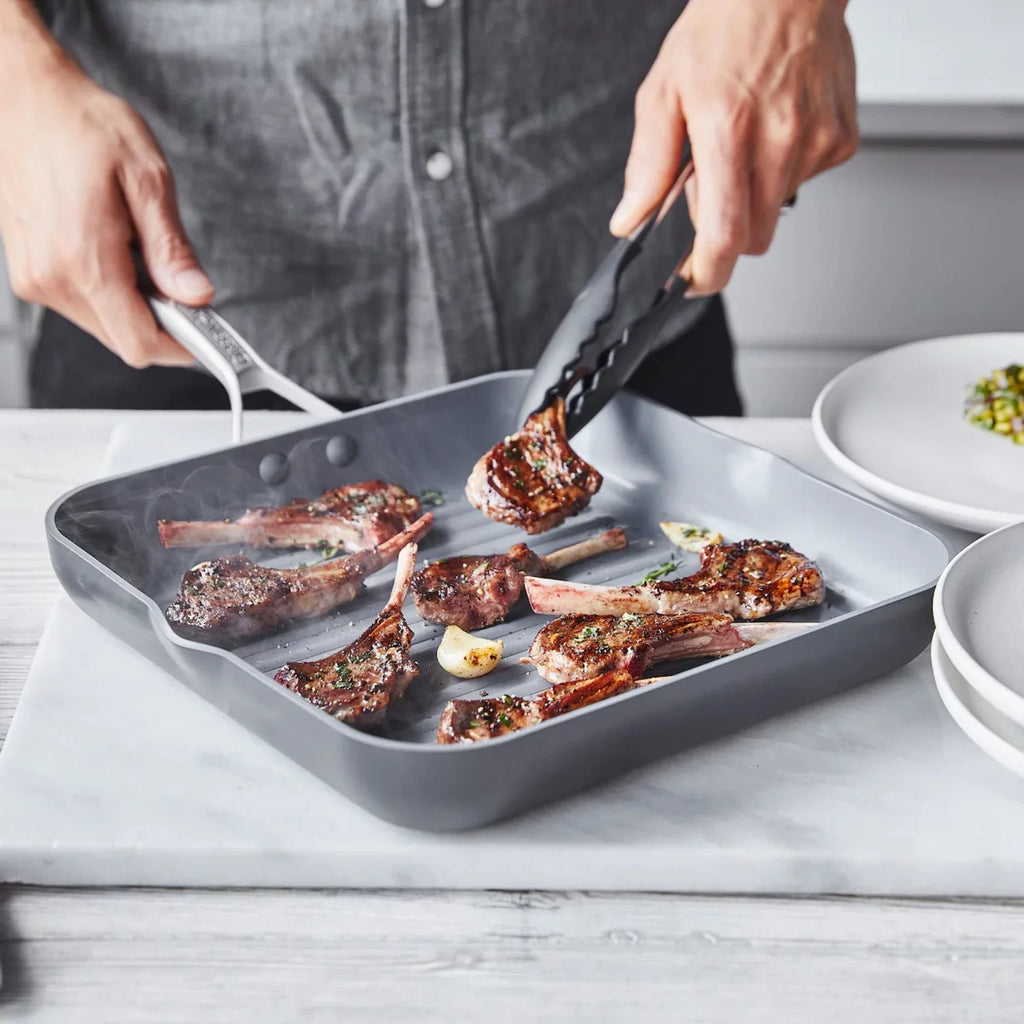 GreenPan Paris Pro Ceramic Nonstick 11" Square Grill Pan, Gray H244304