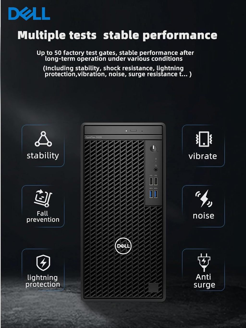 Dell Optiplex 3000 Tower Desktop Computer, Intel Core i5, 16GB RAM, 256GB SSD + 1TB HDD, Windows 11 Pro K7373