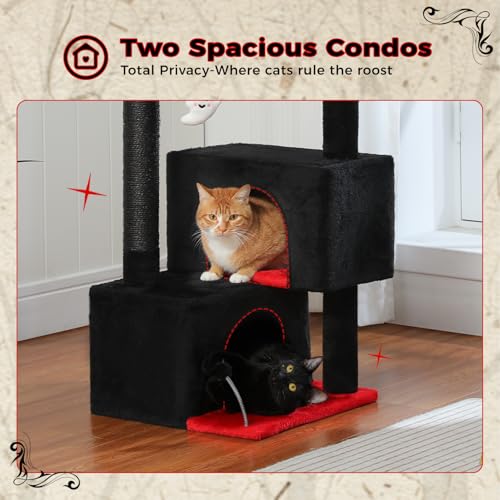 45-Inch Cat Tree with 2 Condos, Scratching Posts and Hammock F616
