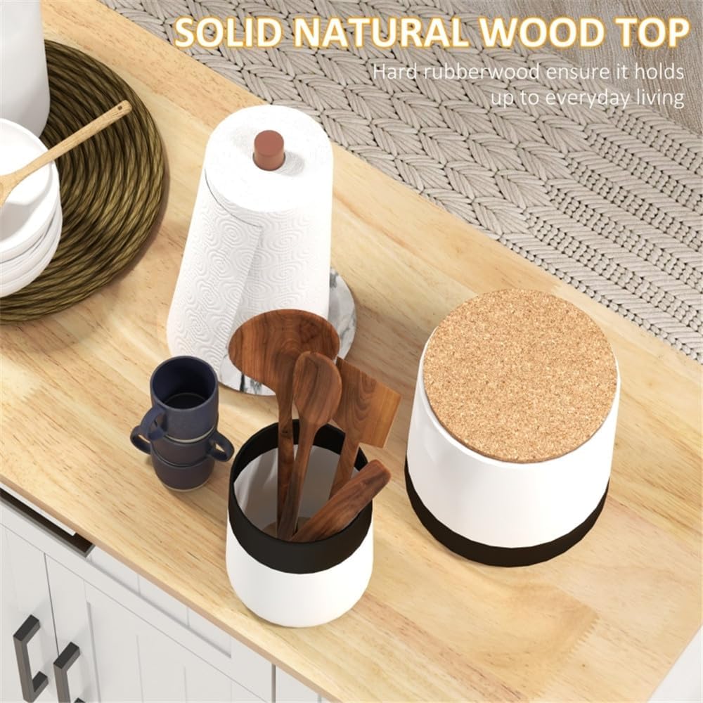 Rolling Kitchen Island on Wheels with Solid Wood Drop Leaf, White K9078