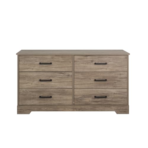 Prepac Rustic Ridge Farmhouse 6-Drawer Double Dresser, Brown X6434