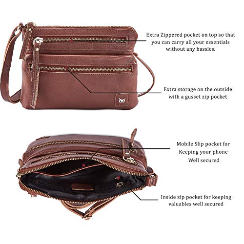 Wise Owl Accessories Small Crossbody Sling Bag Real Leather Purse for Women T546
