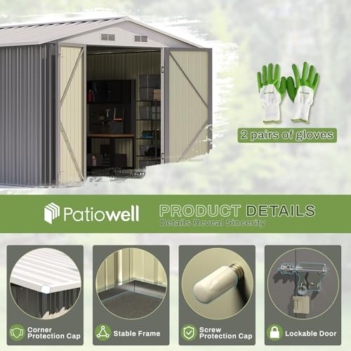 Patiowell 3 x 3 FT Outdoor Storage Shed with Sloping Roof, Grey F27529