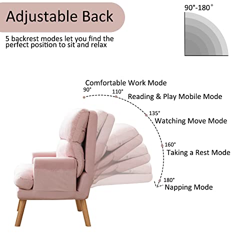 INZOY Accent Chair with Ottoman, Velvet Fabric, Beige X279