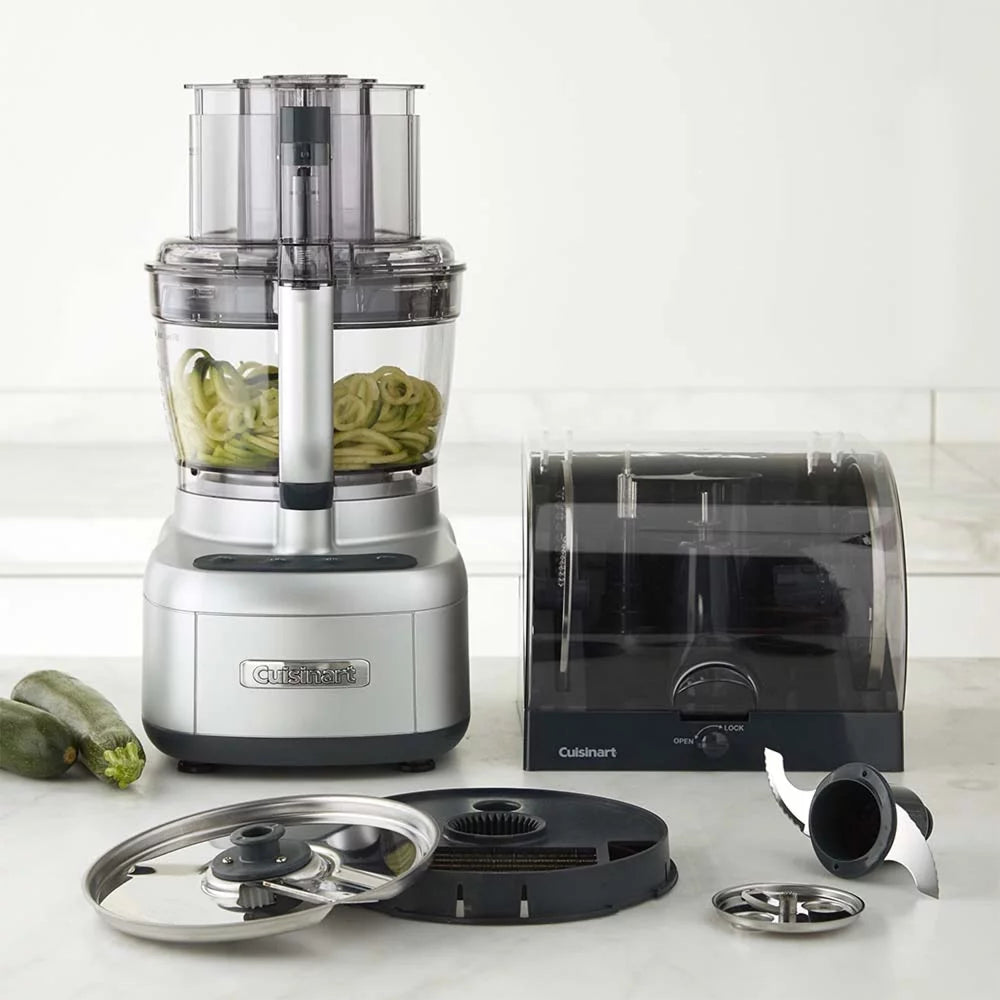 Cuisinart FP-1300SVWS Elemental 13-Cup Food Processor with Spiralizer, Dicer, Cutlery Set, Timer and Oven Mitts N126106