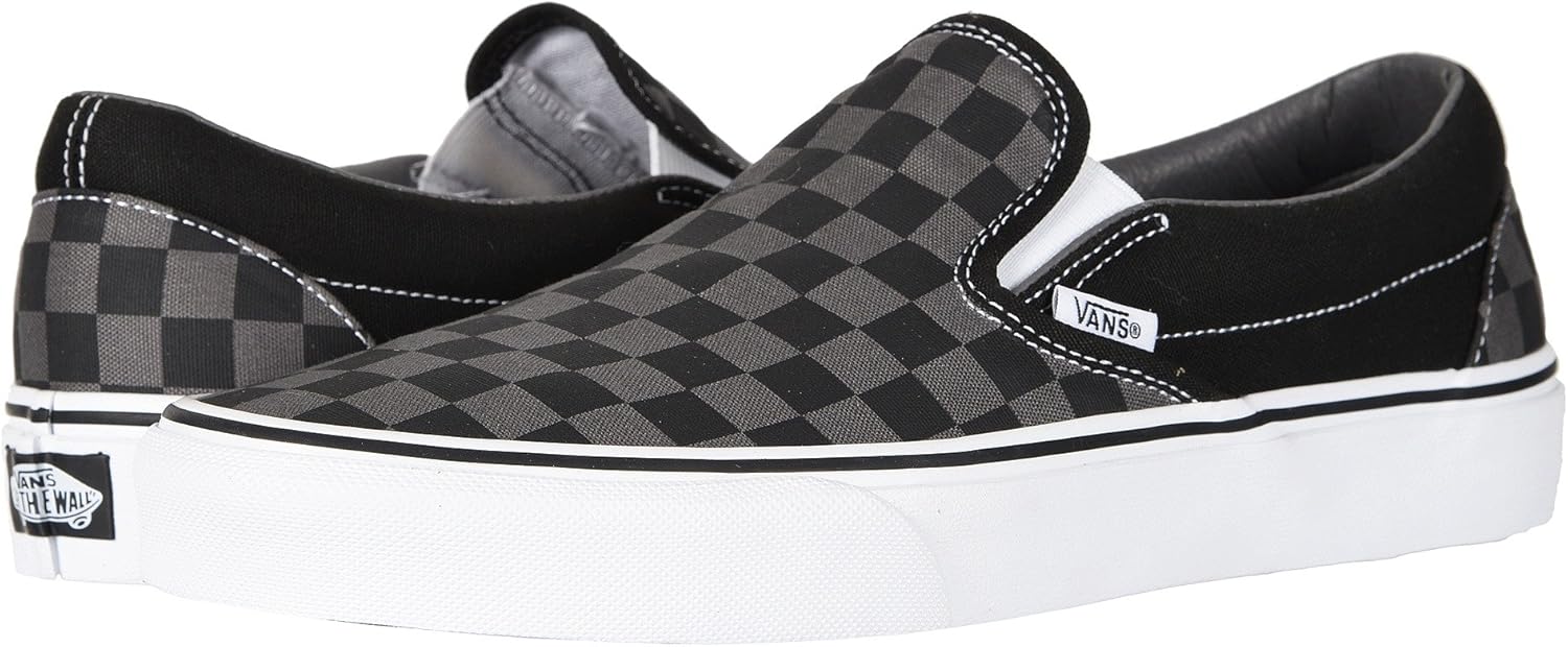 Vans Classic Slip-On Black/Pewter (Checkerboard) Size 9.5 Women/ 8 Men