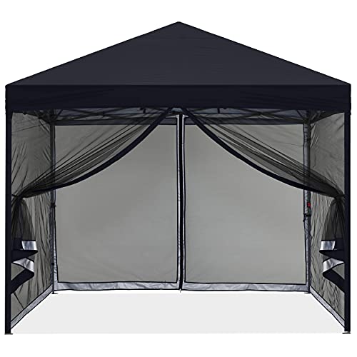 MASTERCANOPY Pop-Up Easy Setup Outdoor Canopy with Netting Screen Walls (10x10, Beige)