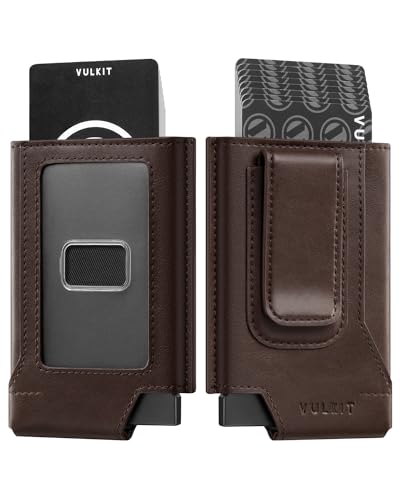 VULKIT Mens Wallet Card Holder Pop Up Card Wallet Slim Leather RFID Blocking Minimalist Wallet With Money Clip