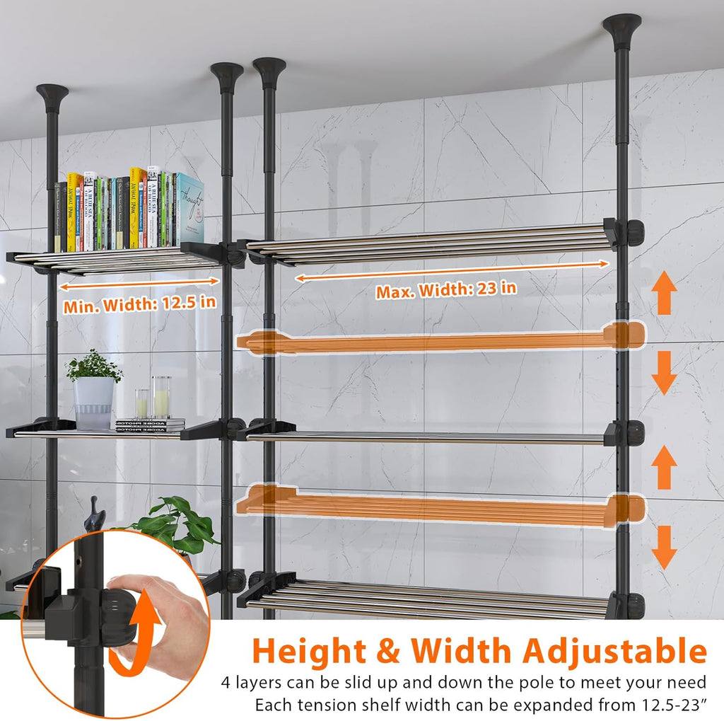 Bathroom Over The Toilet Storage, 4-Tier Adjustable Metal Shelving J3818