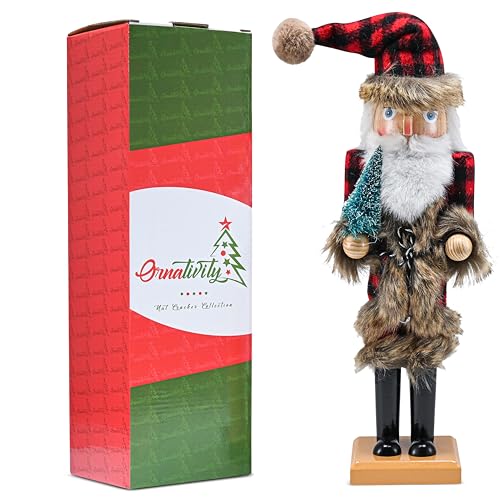 Ornativity Christmas Santa Nutcracker Red and Black Wooden Figure 15" S3008