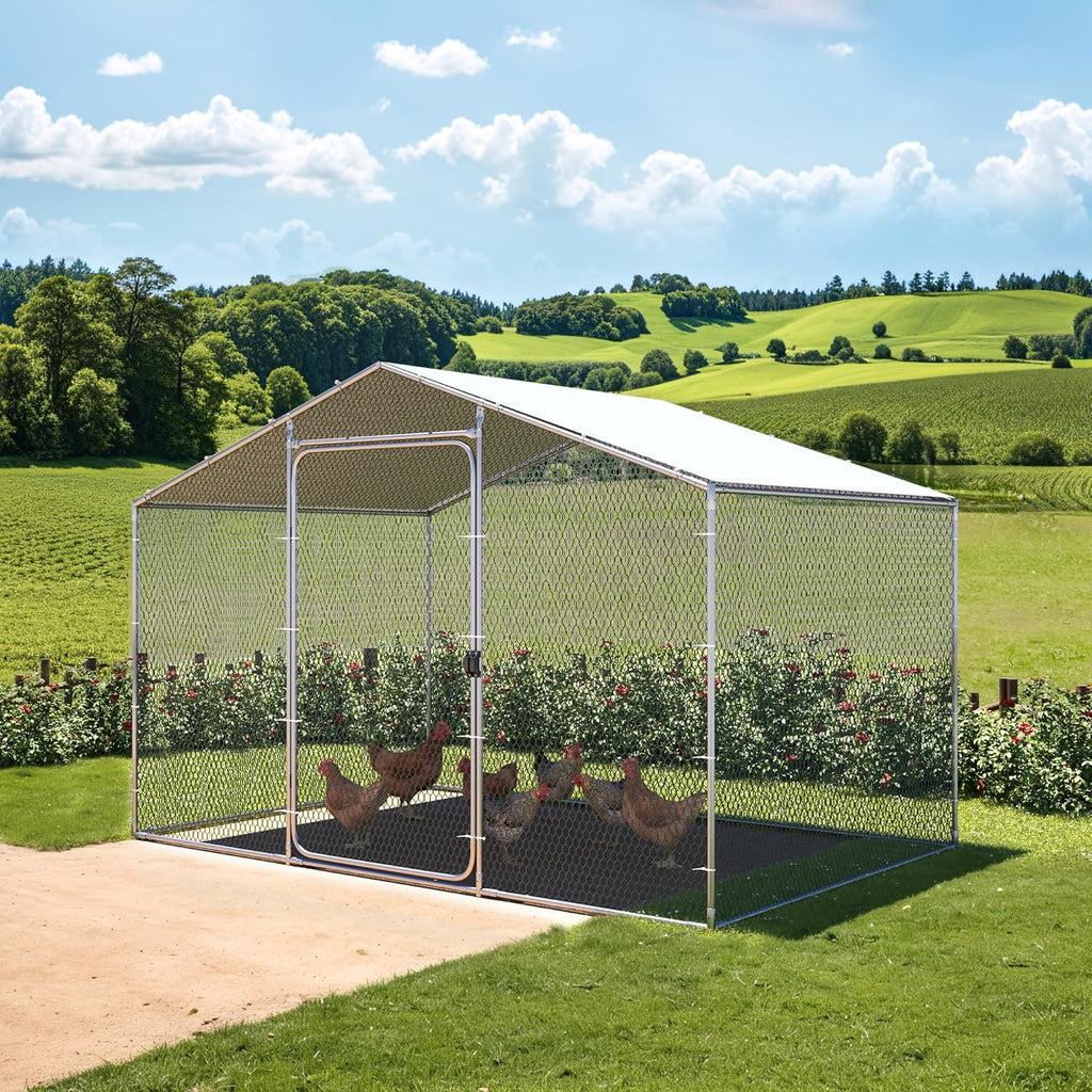 Flamaker Large Metal Chicken Coop with Water-Resistant Cover X946