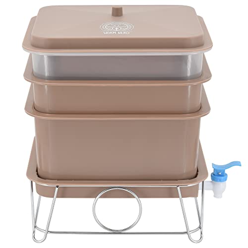 WN54 4-Tray Worm Composting Bin Kit with Coco Coir Brick O255