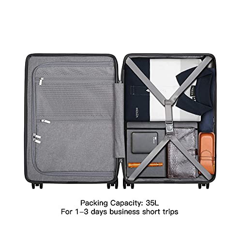 LEVEL8 Road Runner Pro Carry-On Luggage 20" Hardside Spinner with TSA Lock, Black R102256