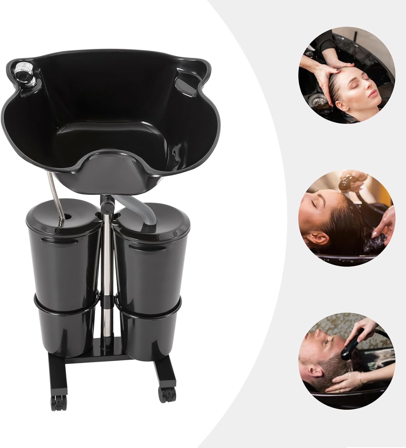 Portable Shampoo Bowl with Electric Pump and 2 Water Buckets Y305463