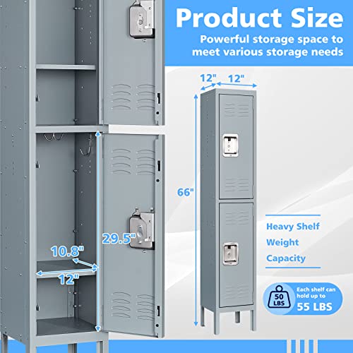 Letaya Metal Lockers 5 Doors 66" Tall Steel Storage Cabinet Gray G40479