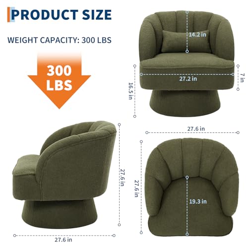 GarveeHome Modern Swivel Barrel Accent Chair, Teddy Fabric Upholstered Armchair, Black W334223