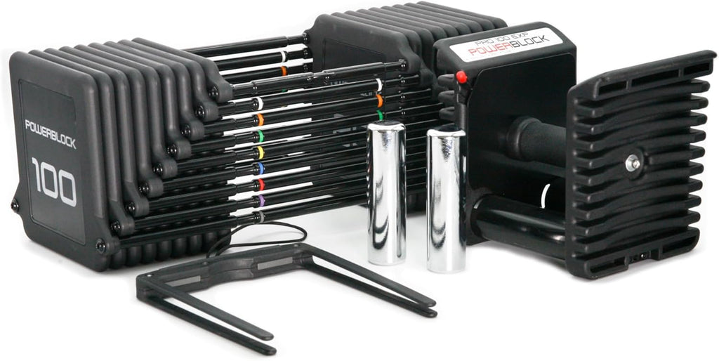 PowerBlock Pro 100 Adjustable Dumbbell, Single 5-100 lb, Steel Build S4215