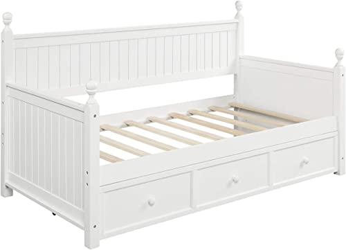 Twin Daybed with Storage Drawers Wood Frame, Gray V483