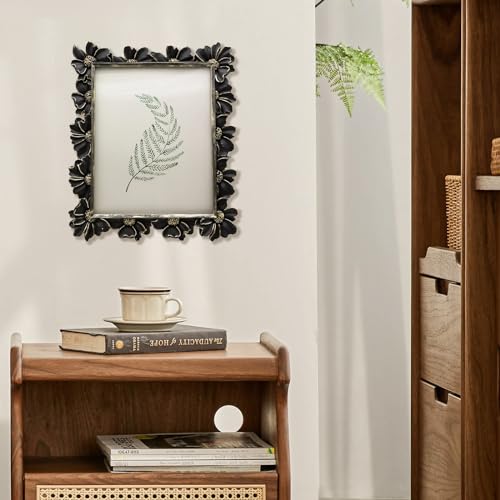 Vintage Picture Frame 8x10 Antique Black Ornate for Tabletop and Wall U180