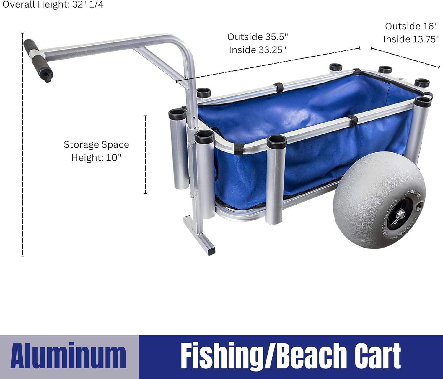 Outdoor Heavy Duty Aluminum Fishing Cart with Large Wheels C4363