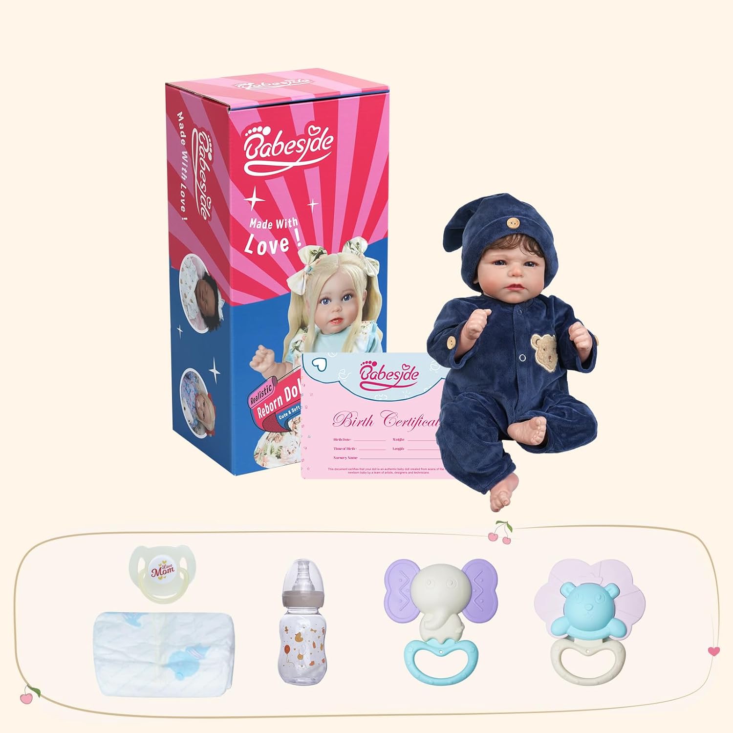 JIZHI Lifelike Reborn Baby Dolls 17 Inch Realistic Boy Soft Body Gift Set L153405