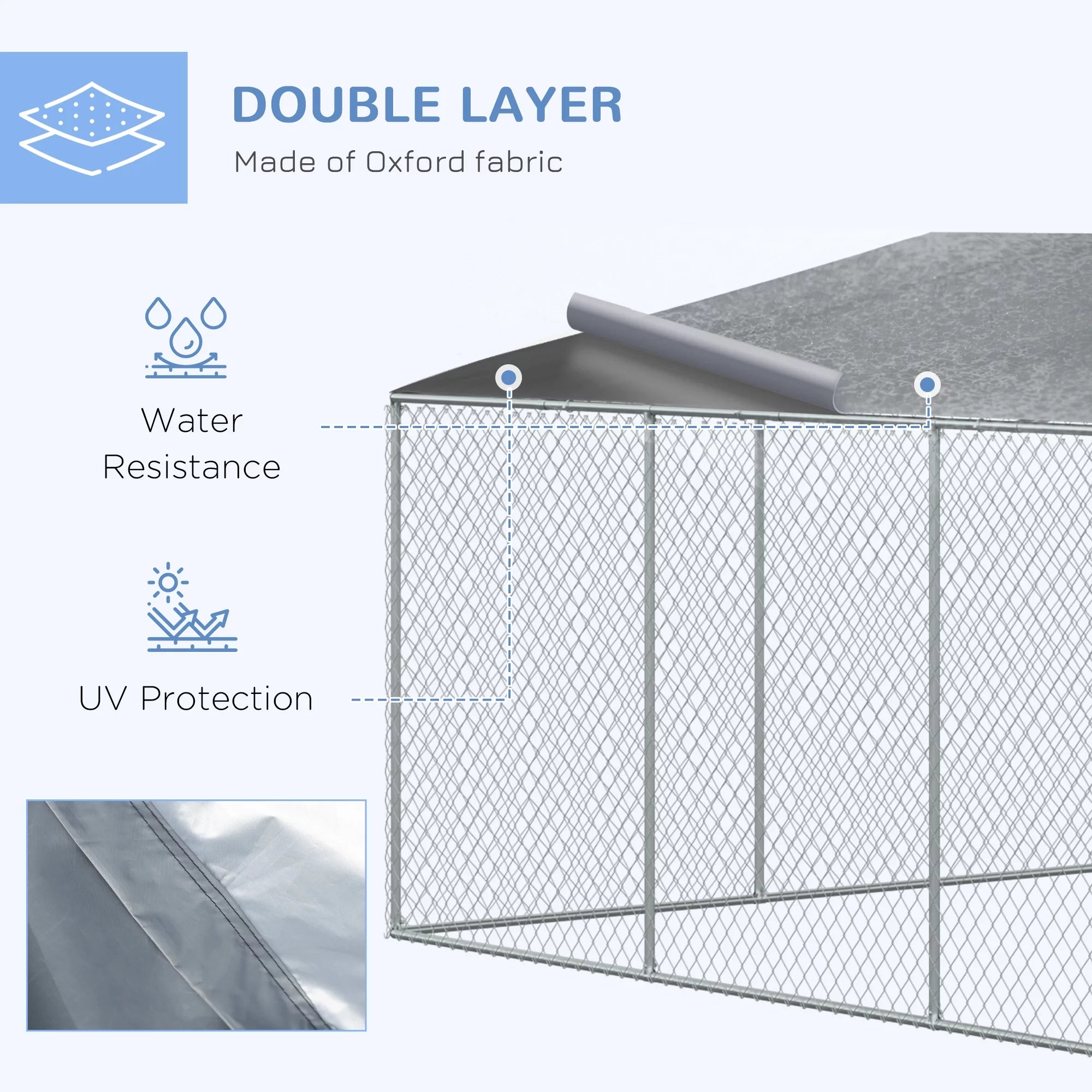 PawHut Dog Kennel Heavy Duty Playpen with Galvanized Steel, Waterproof Cover Q7384