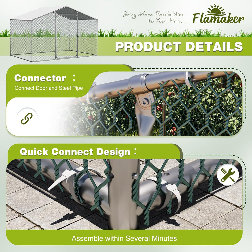 Flamaker Large Metal Chicken Coop with Water-Resistant Cover X946