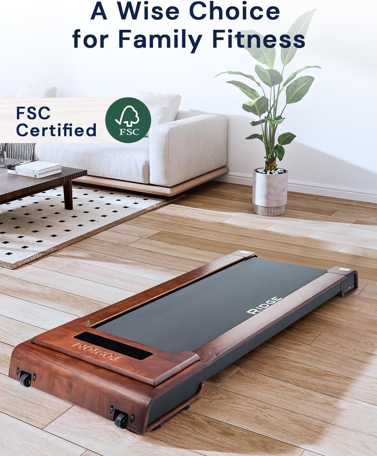 Under Desk Treadmill Wood Walking Pad with Remote Control P8307