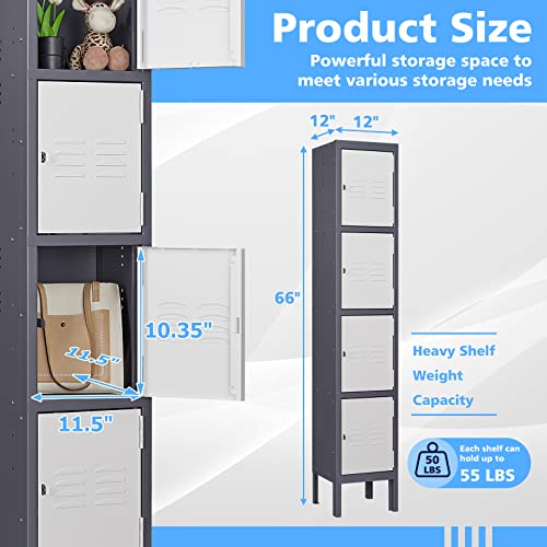 Letaya Metal Lockers 5 Doors 66" Tall Steel Storage Cabinet Gray G40479