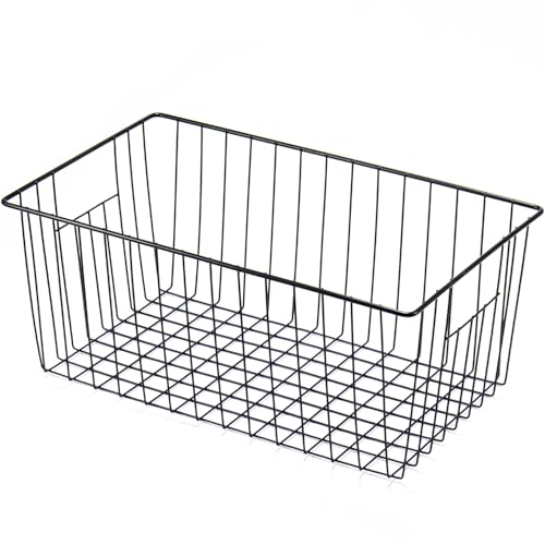16" Upright Freezer Organizer Baskets, Wire Storage Bins, White, Set of 6 V556519