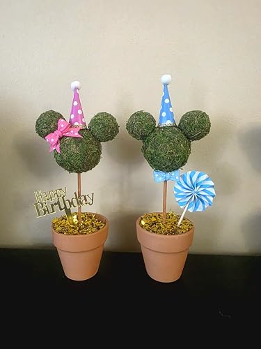 Minnie & Mickey Seasonal Topiary Set, 6 inch, Fall Decor N920