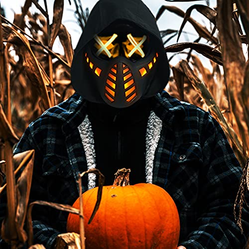 Guayma Halloween Scary LED Mask Light Up Demon Oni Half Face L235823