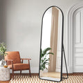 65x22 Inch Arched Full Length Mirror with Stand, Wall Mounted Floor Mirror, Standing Hanging or Leaning Wall Full Size Vanity Dressing Mirror, Large Rectangle Mirror, Black