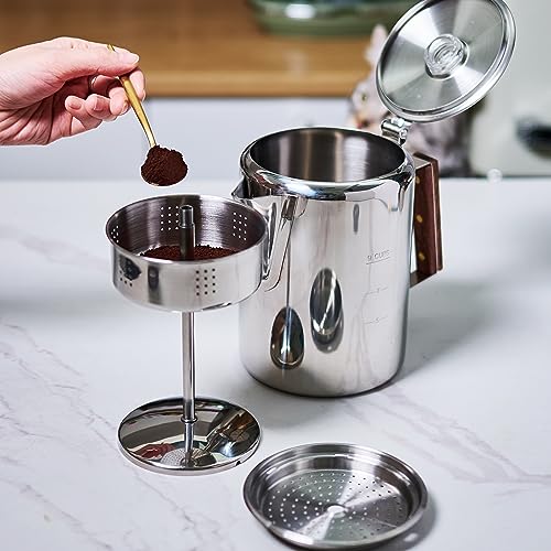 Stainless Steel Camping Coffee Percolator Stovetop Pot 9 Cups A738