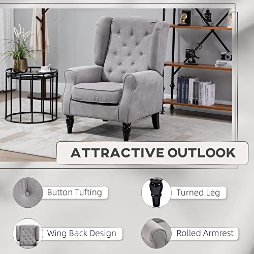 HOMCOM Mid-Century Modern High Wingback Accent Chair with Wood Legs, Dark Brown V59069