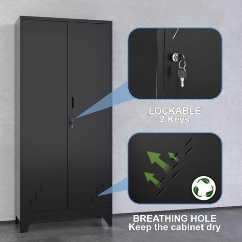 61" H Metal Storage Cabinet with Lockable Doors and Pegboard E405542