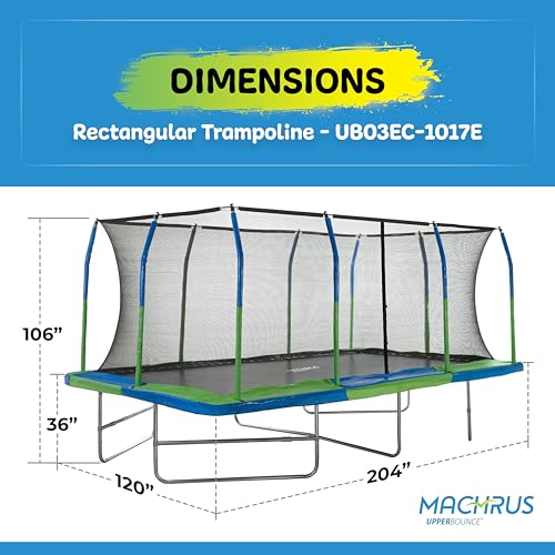 Upper Bounce Rectangle Trampoline with Enclosure, Supports up to 500 lbs E126