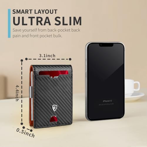 RUNBOX Mens Slim Wallet with Money Clip RFID Blocking Bifold P553720