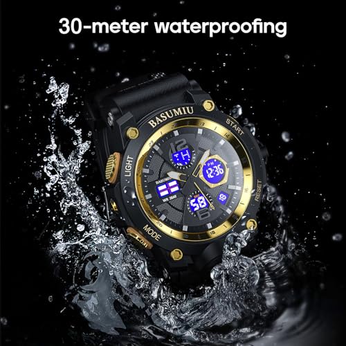 Men's Analog Digital Tactical Military Wrist Watch Waterproof Gold Z37220
