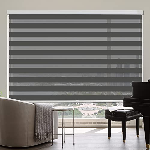 ZOKSUN Cordless Zebra Blinds for Windows, 24" W x 72" H Living Room Zebra Roller Shades Blinds for Windows, Sheer or Privacy Light Control, Day and Night Window Shades for Home, Office, White