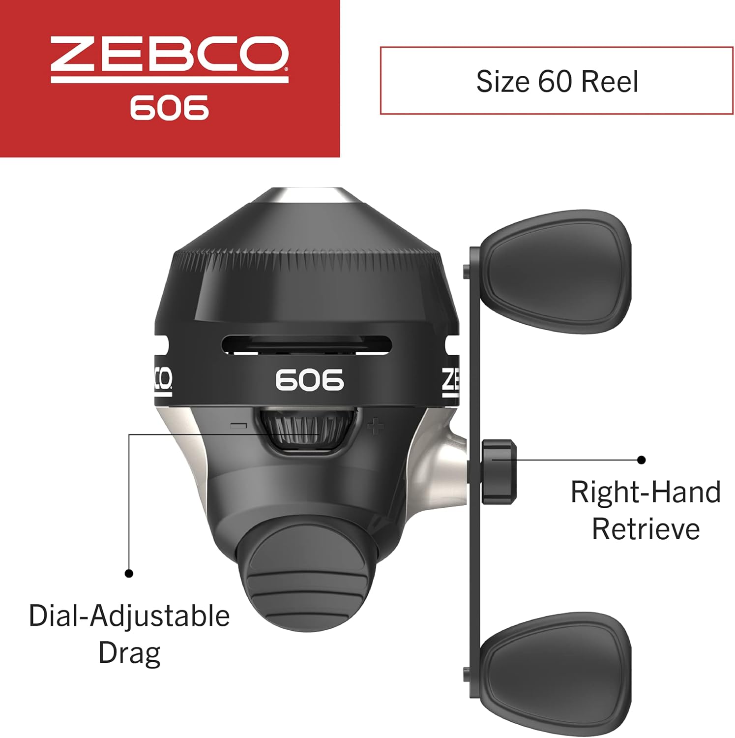 Zebco 606 Spincast Fishing Reel, Right-Hand Retrieve, Pre-Spooled D968