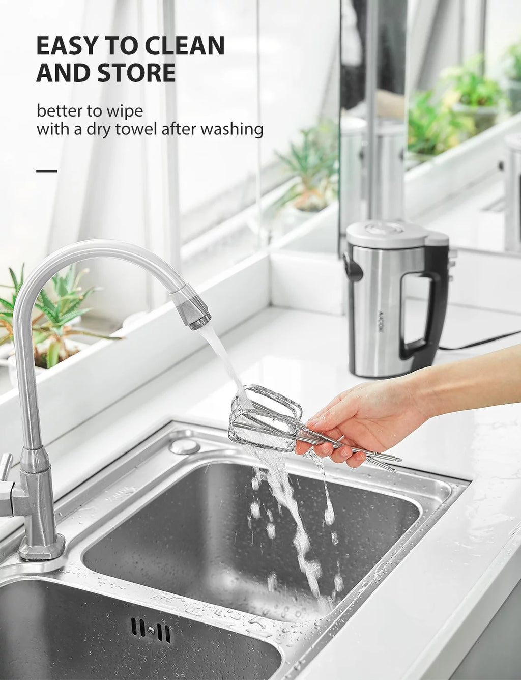 FOHERE 6 Speed Hand Mixer with Turbo Boost, Silver K903000