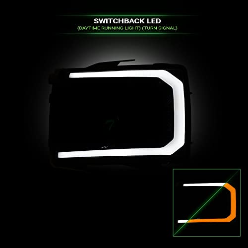 Compatible With Chevy Silverado 1500/2500/3500 HD Switchback Sequential LED Headlights Black Housing A769