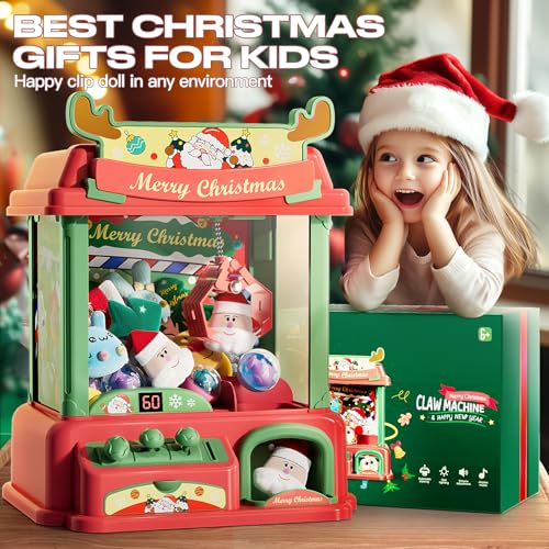 Christmas Claw Machine for Kids, Arcade Game with Lights Sounds, Gift for Ages 8-13 S205