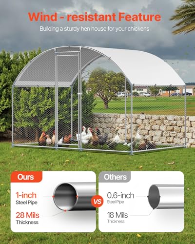 VEVOR Large Metal Chicken Coop with Run, Walk-in Outdoor Poultry Pen W388