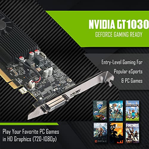 TechMagnet Gaming Desktop PC Intel i7 6th Gen GT 1030 8GB RAM 1TB SSD 22 Inch Monitor Win 10 Pro (Renewed) Y90492