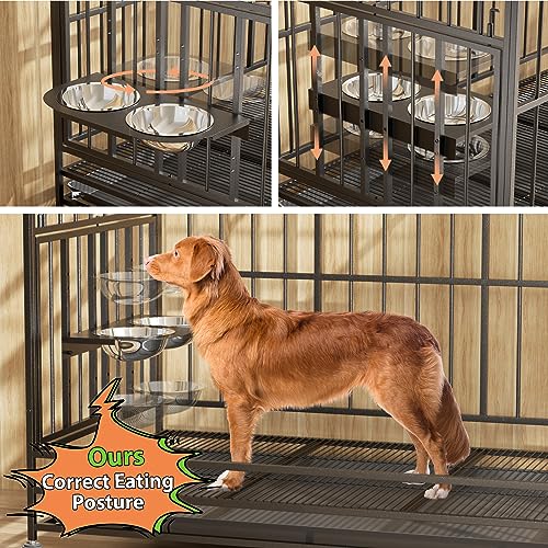 LOVMOR 48" Heavy Duty Dog Crate with Wheels and Removable Tray S78164
